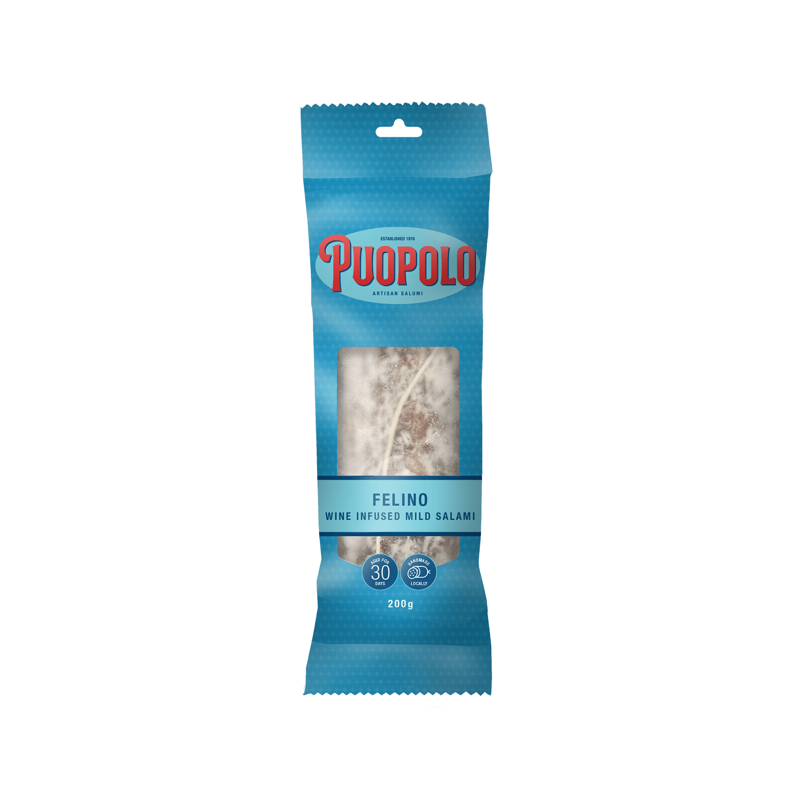 SALFEL200GB-01 Puopolo Felino Wine-Infused Mild Salami 200g Stick
